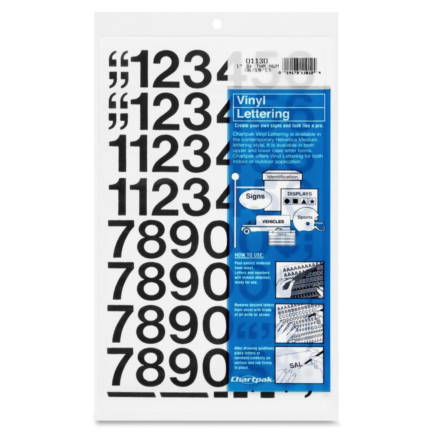 Chartpak Permanent Adhesive Vinyl Numbers,Black 1 Count (Pack of 1)