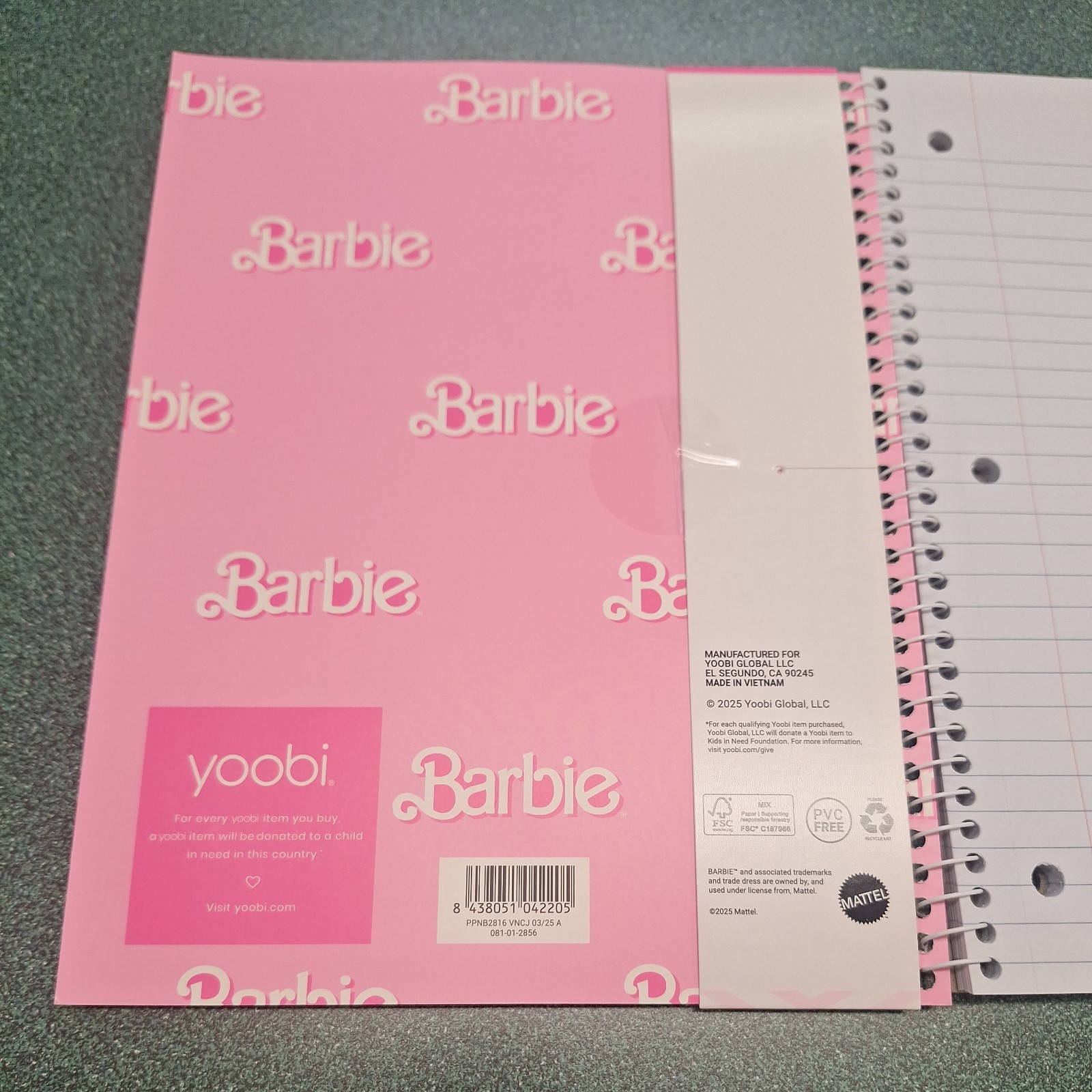 Yoobi Barbie Pink Composition Notebook With Pen 1 Subject 2024