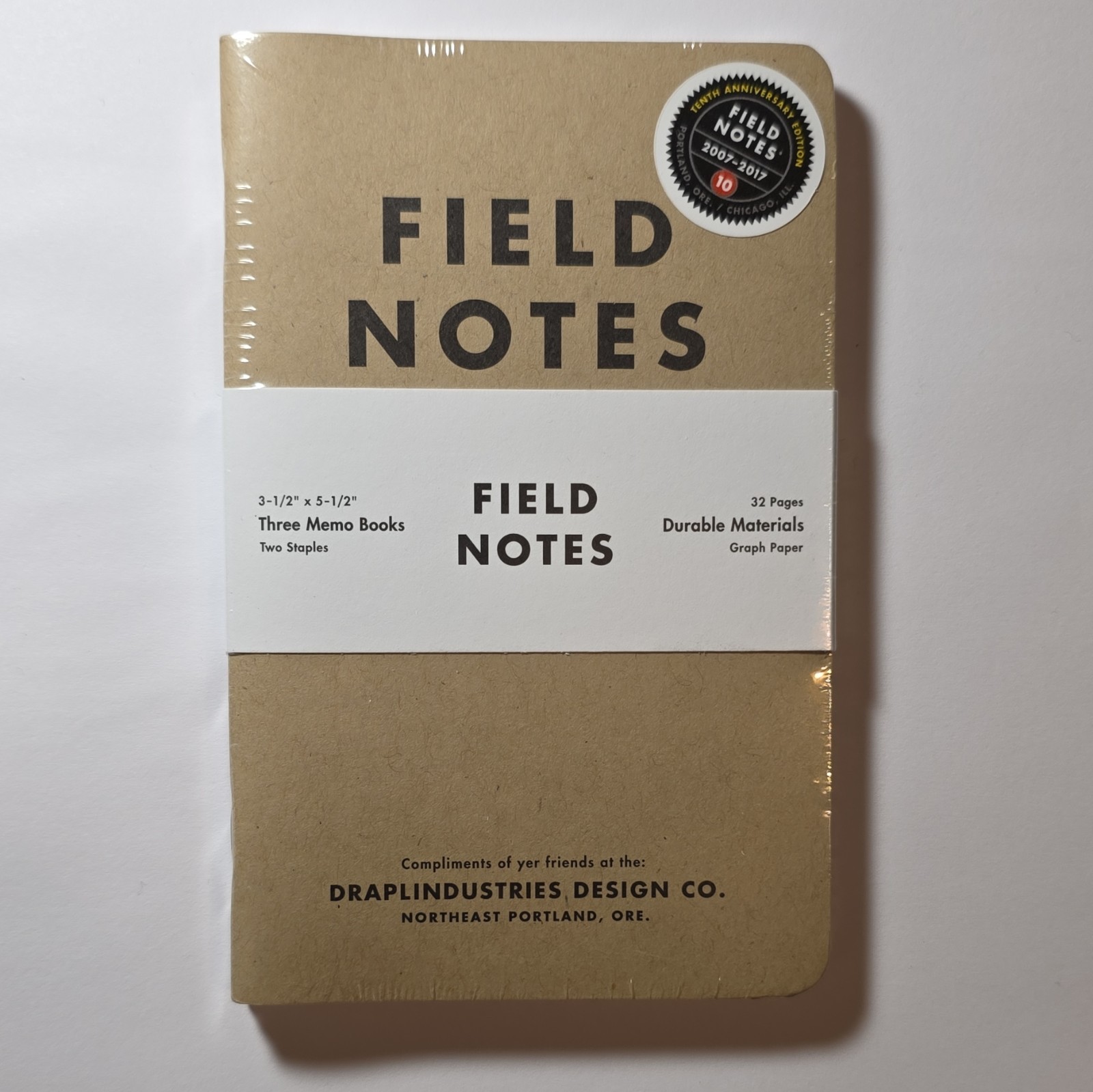 Field Notes Tenth Anniversary Memo Books Set of 3, 3-1/2 x 5-1/2 Brown