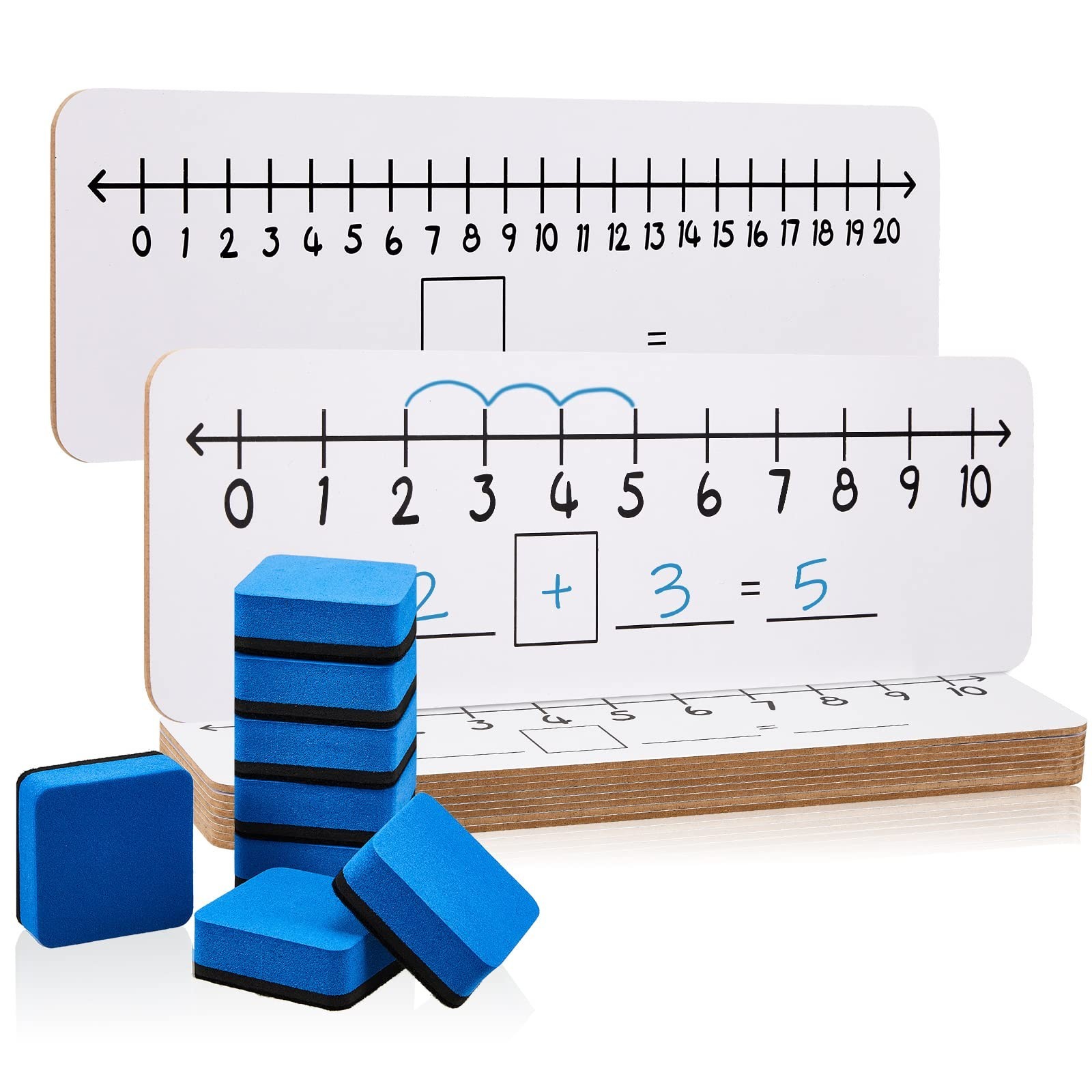8 Pcs Dry Erase Number Line White Boards with 8 Pcs Dry Erase Erasers 4 x 14’…