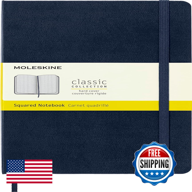 Moleskine Classic Notebook Large Squared Sapphire Blue Hard Cover 5 X 8.25