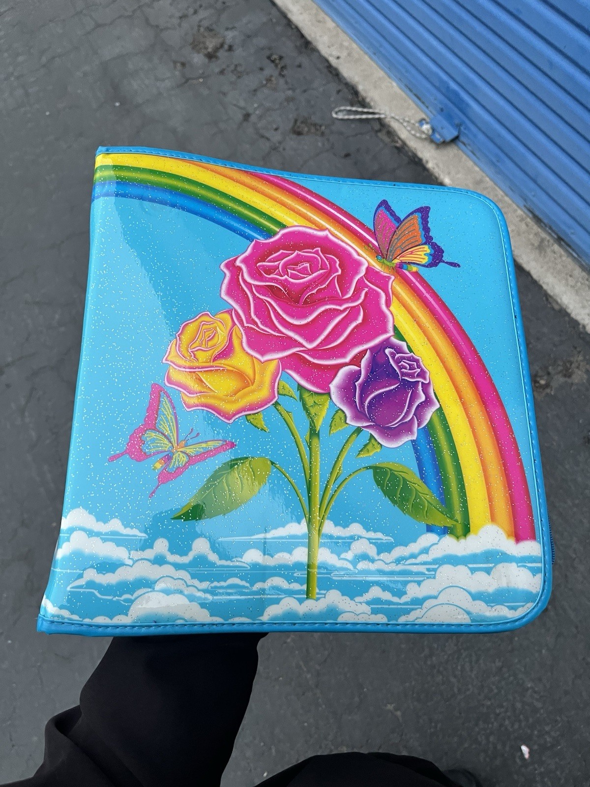 Vintage LISA FRANK 3-Ring Binder Zipper Rainbow Flowers Butterflies 90s Y2K