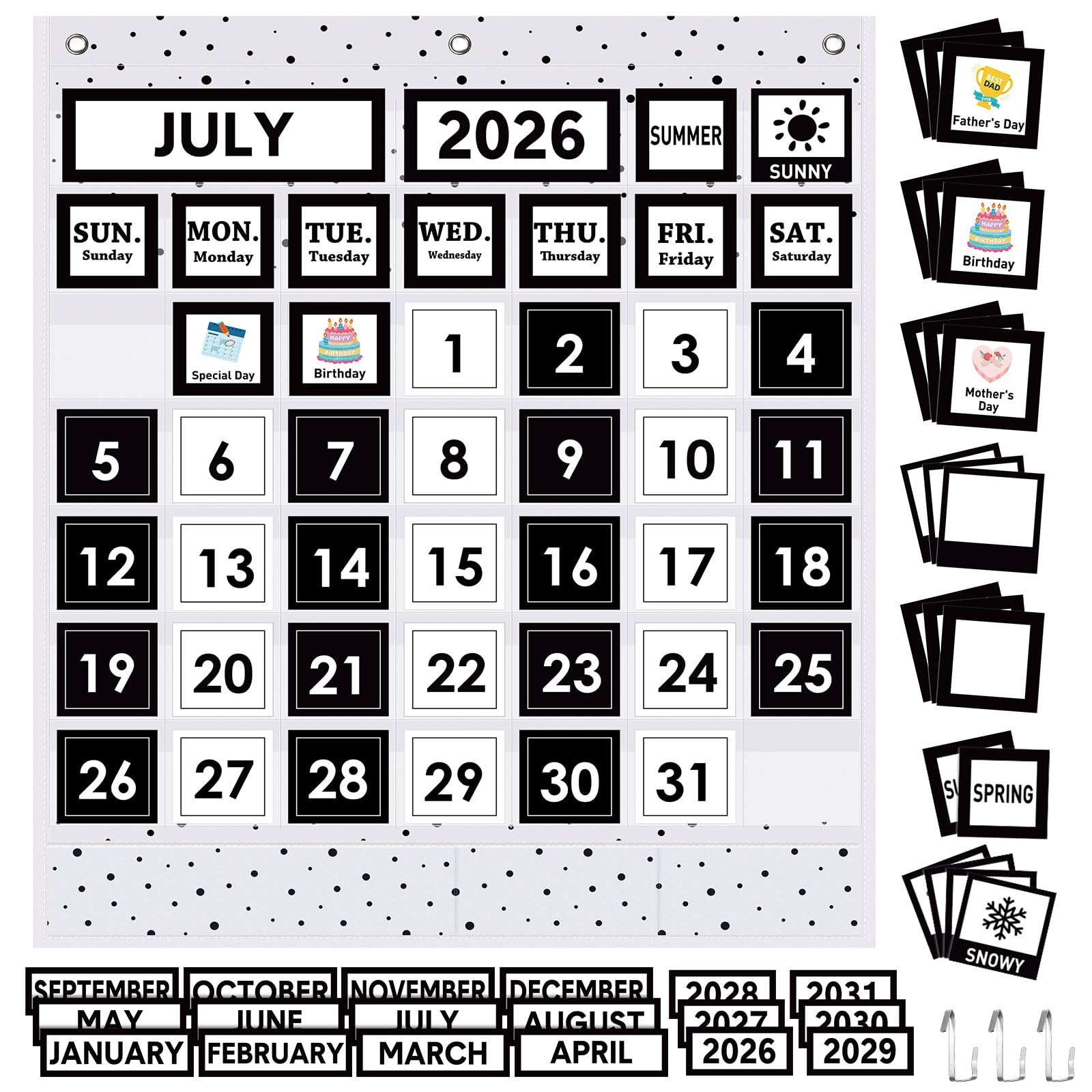 Classroom Calendar Pocket Chart Set Calendar Bulletin Board Set Seasons Festi…