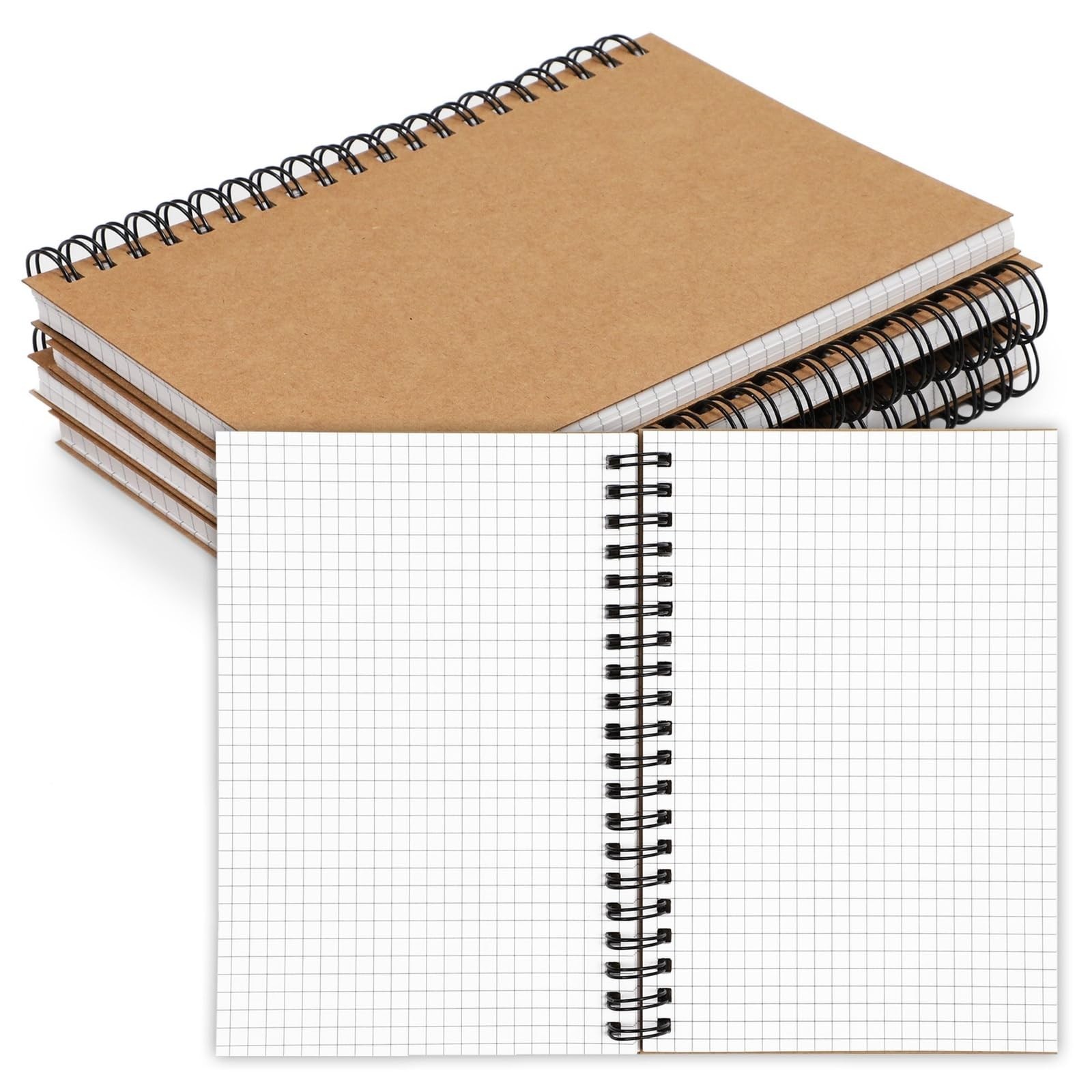 Paper Junkie 4 Pack Spiral Notebook Graph Paper, Small Graph Notebook with Kr…