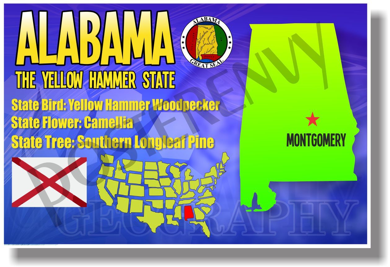 Alabama Geography – NEW U.S State Travel POSTER