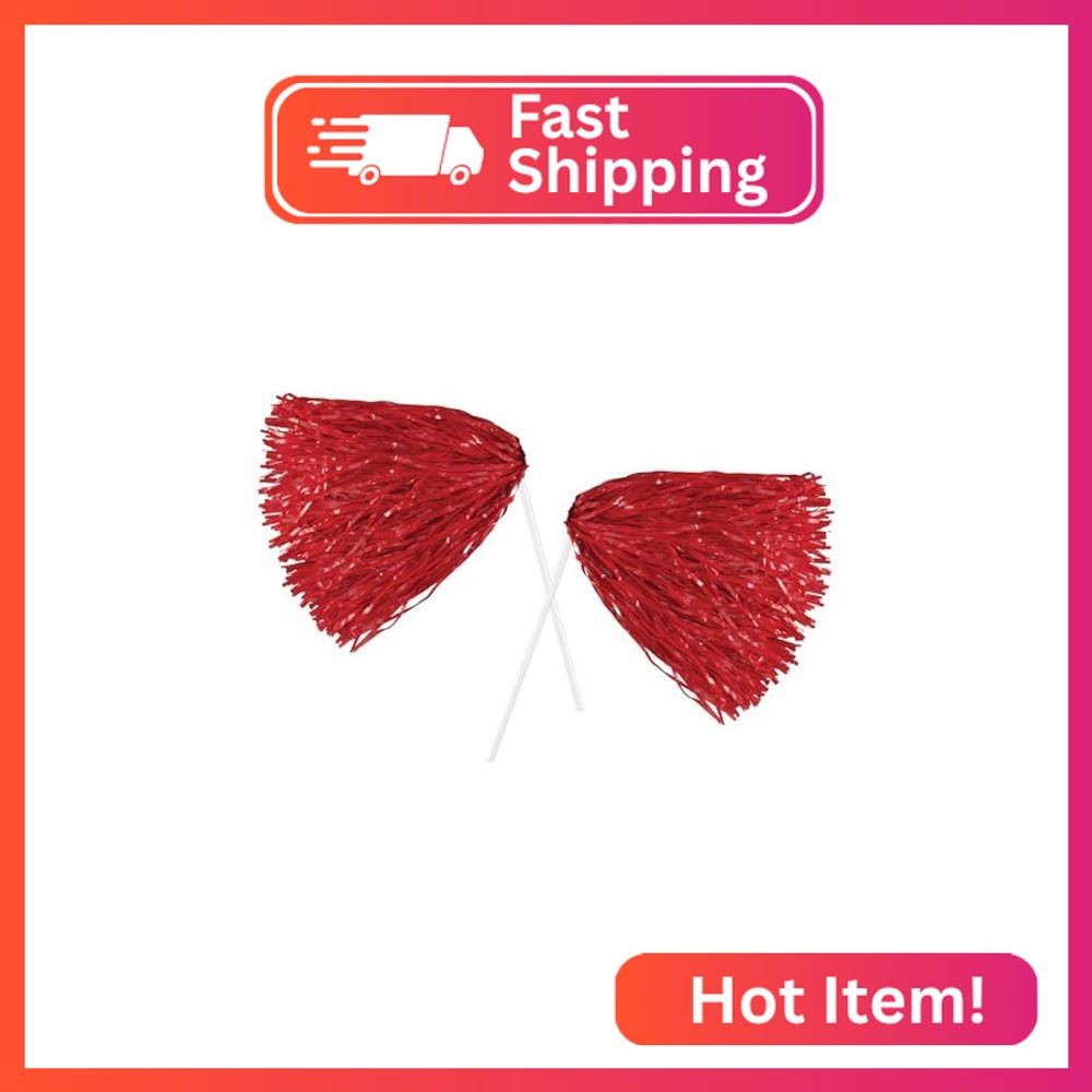 Beistle Red Poly Shakers, 2-Count, Cheerleading Pom-Poms for Sports Events, Foot
