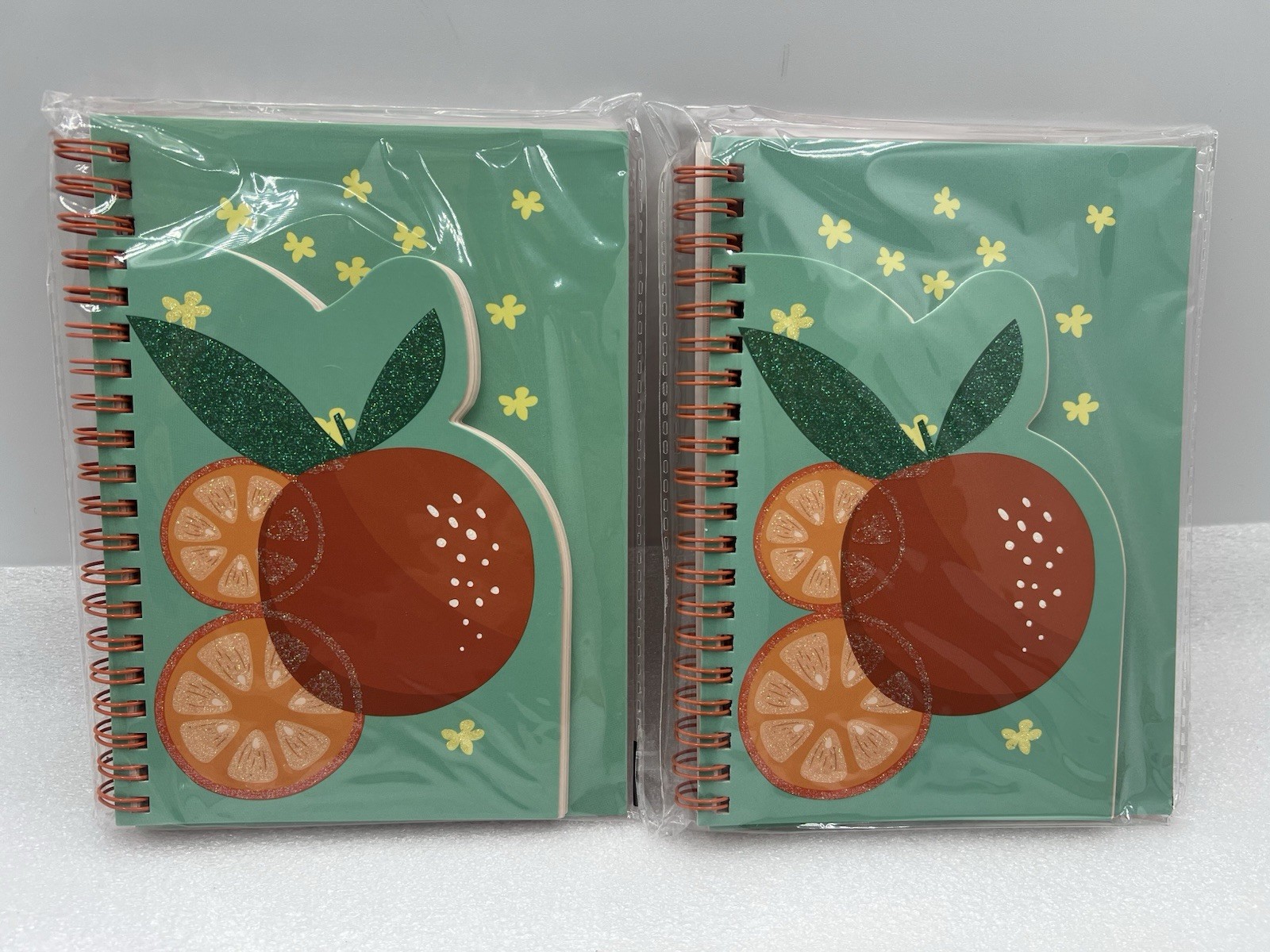Orange Shaped Double Layer 5”x7” Spiral Notebook (2 Pack) Lined Paper Notepad