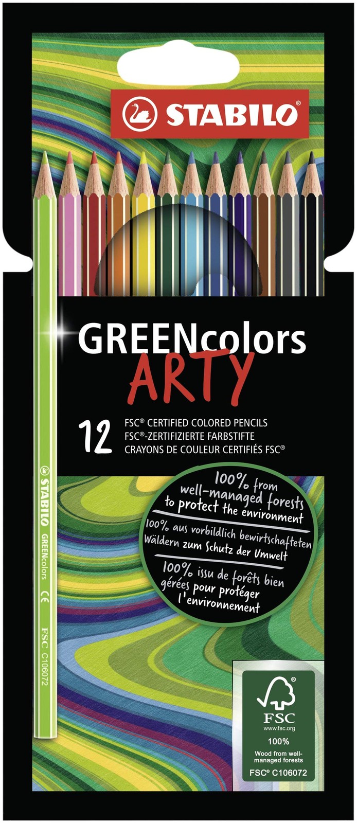 Eco-Friendly Colouring Pencil – STABILO GREENcolors – ARTY – Pack of 12 – Assort