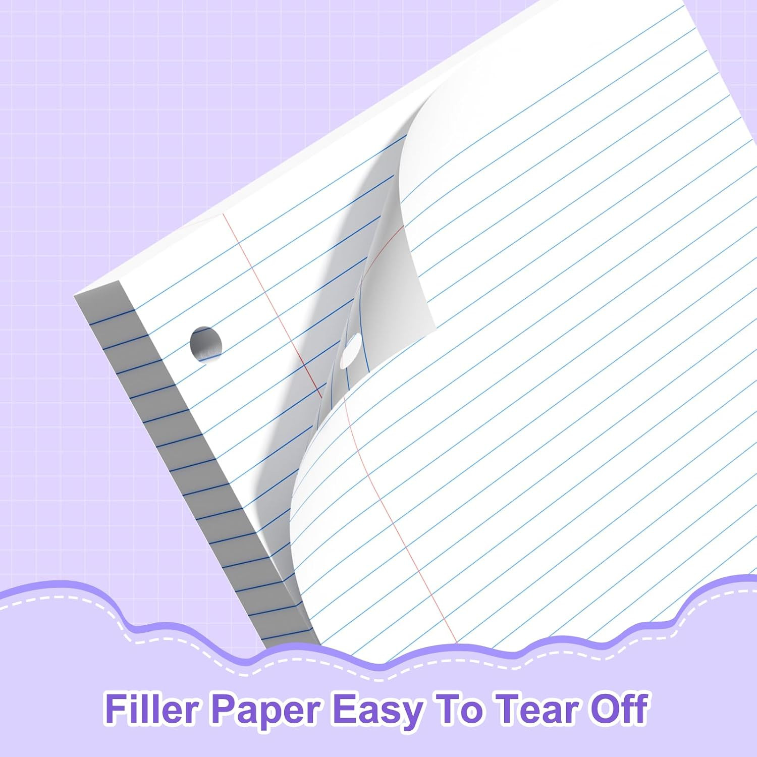 Loose Leaf Paper, 8X10.5 College Ruled, Notebook Paper with Holes, White Binder