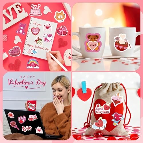 Valentines Stickers – 100 PCS Heart Stickers for Kids Classroom valentines