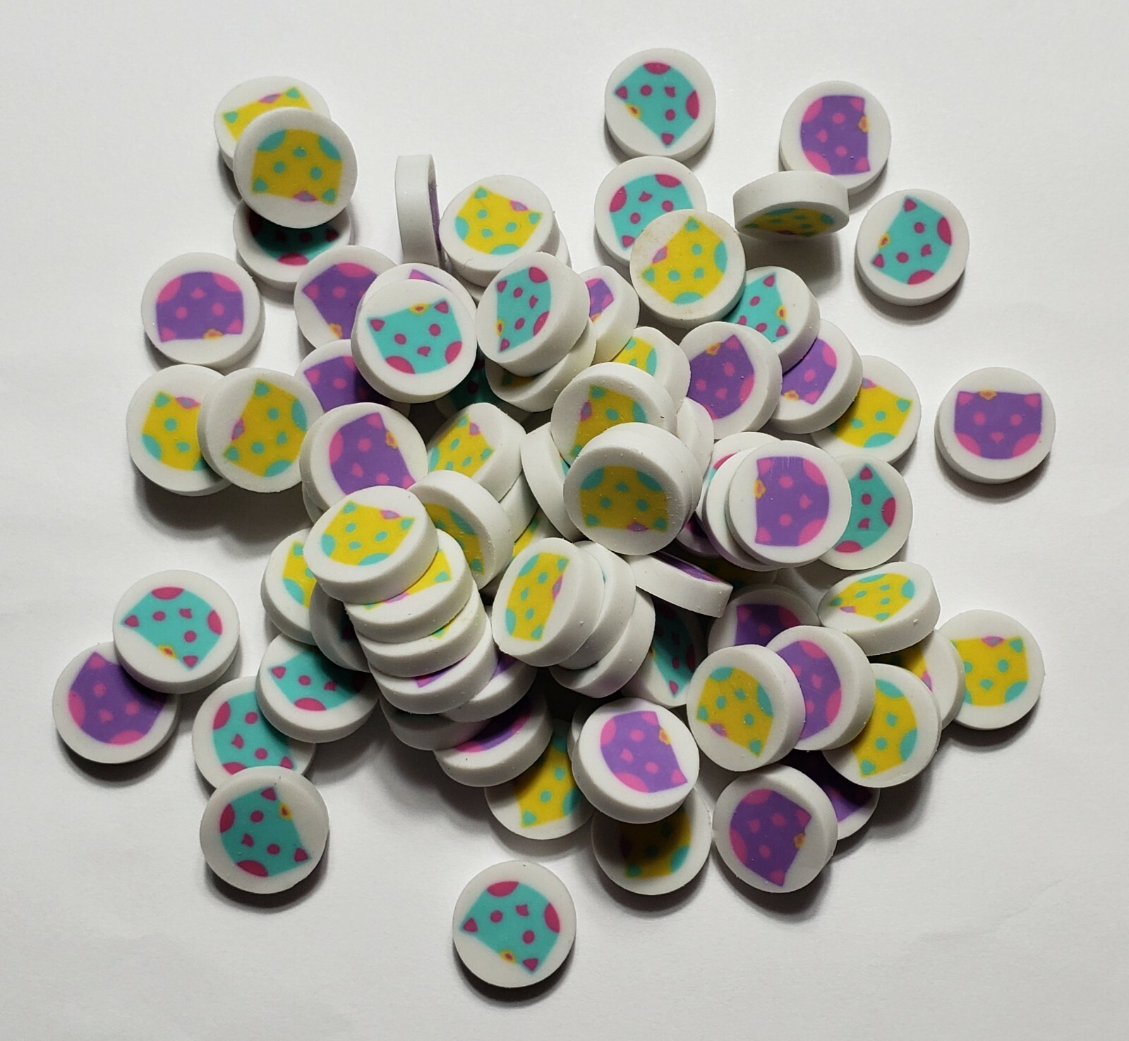 Lot of 40 Mini Multi Color Pastel Cats Rubber Pencil Eraser Small