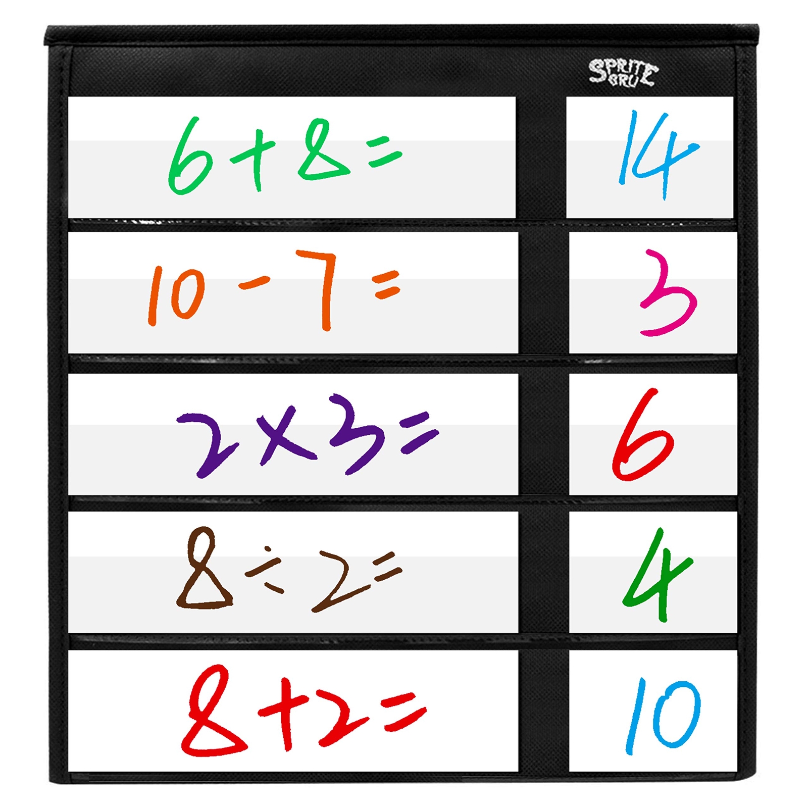 Black Tabletop Desktop Pocket Chart with 20PCS Dry Erase Cards Self-Standing