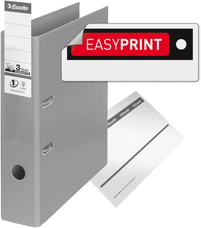 Esselte A4 Lever Arch File, White, 72mm Spine, Plastic, Vivida Range, 811300, 50