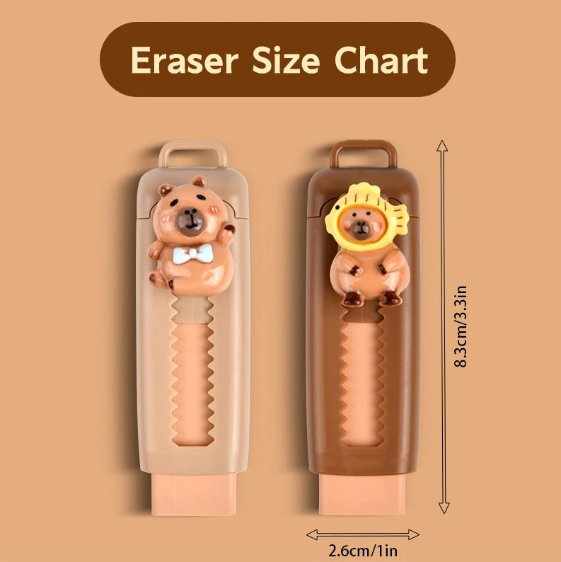 Cute Capybara Retractable Eraser – Kawaii Korean Stationery for School & Office