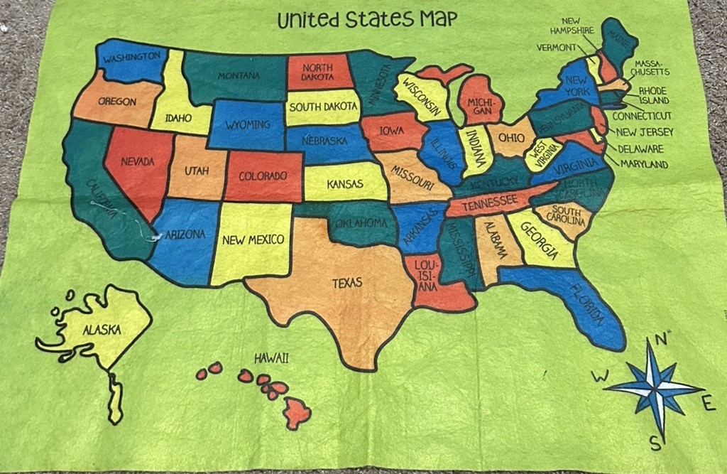 CLASSROOM FELT MAP UNITED STATES Homeschooling Educational Teacher