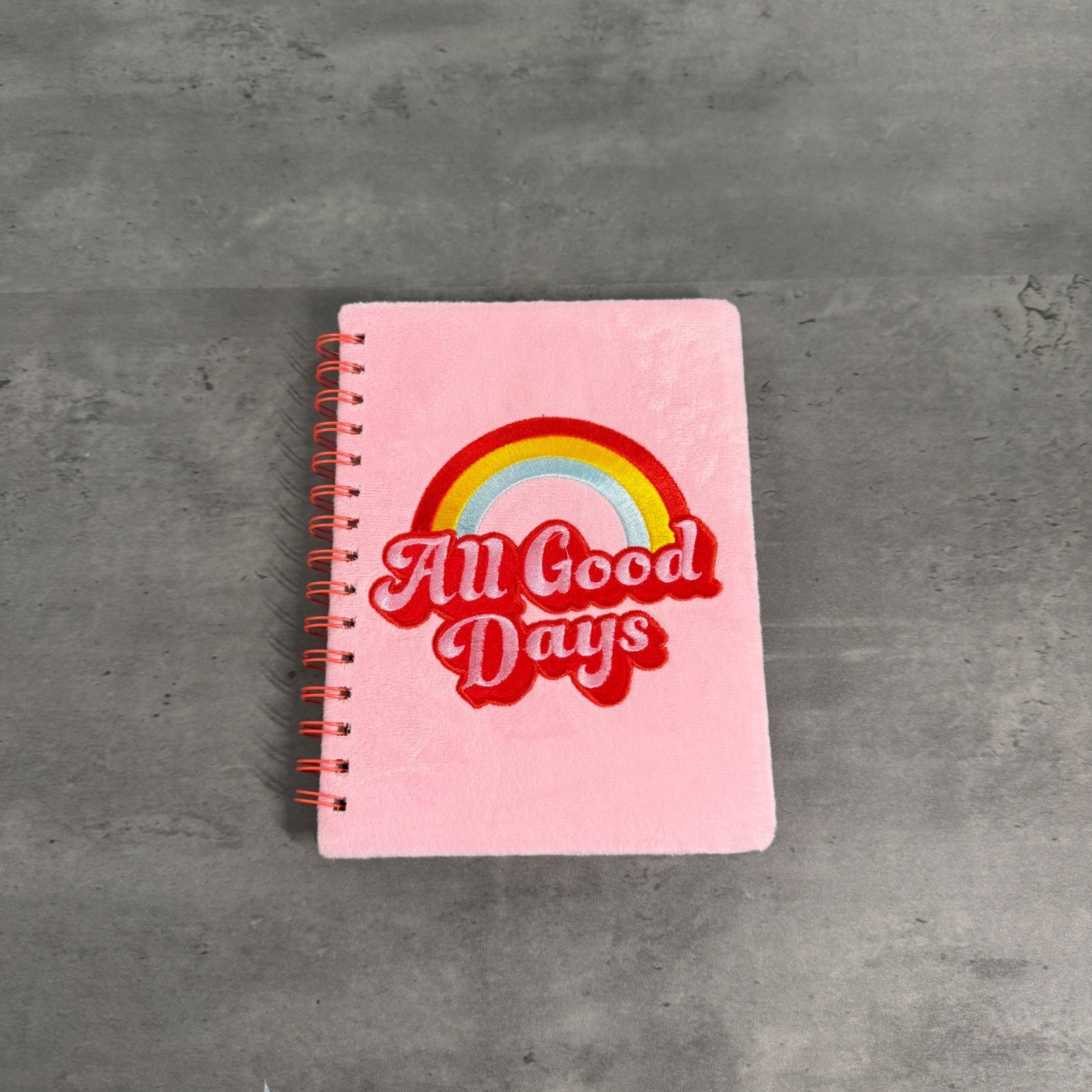 Spiral Notebook Diary Drawing Art Pink All Good Days Rainbow Plush Journal