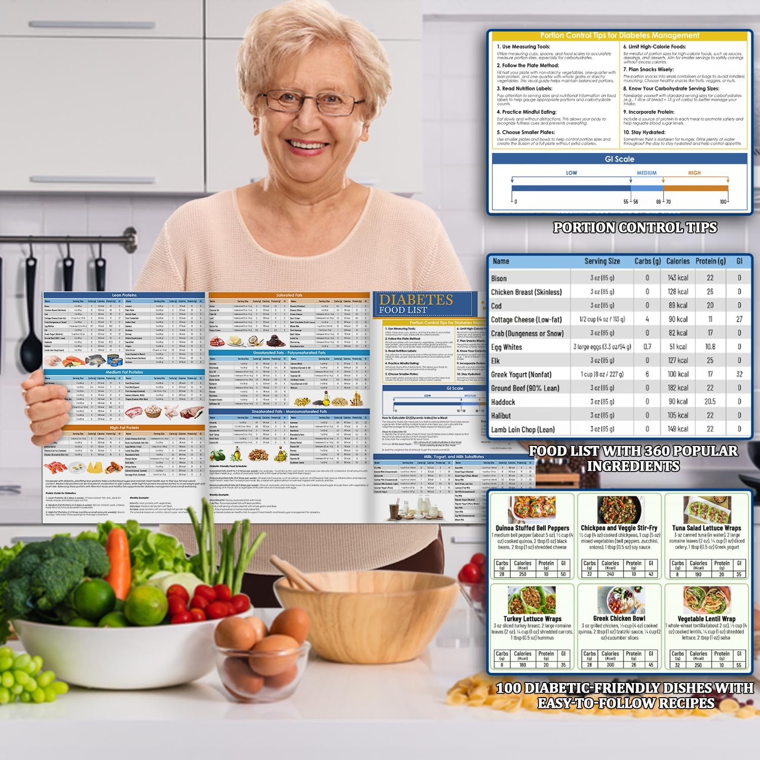 „Diabetes Meal Planner: Printable Food List Chart for Type 2 Diet & Nutrition“