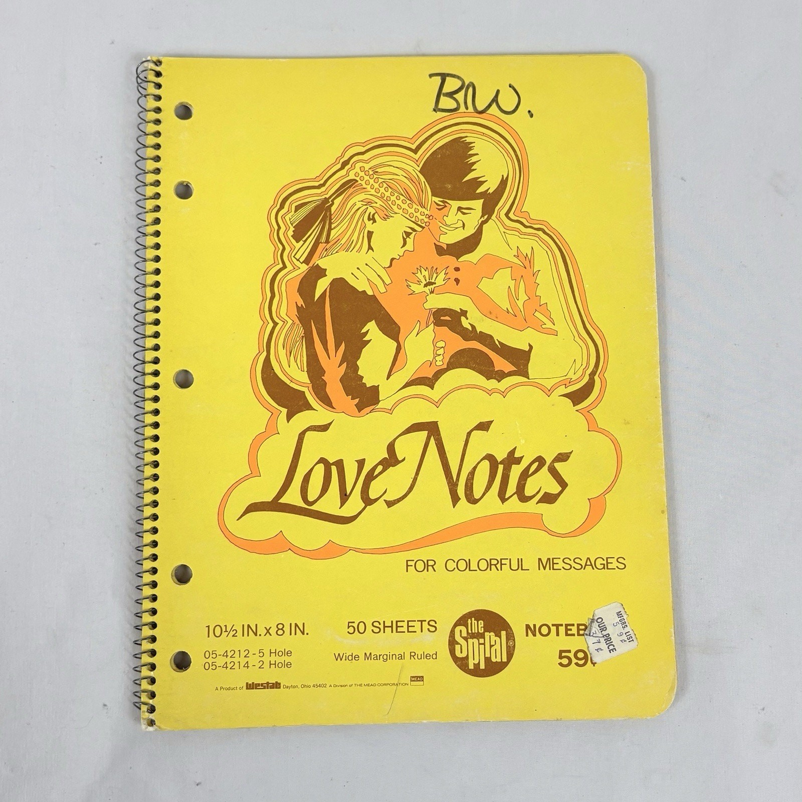 Vintage 1970s Westab Mead Love Notes Spiral Notebook Lot Color Filled Paper Rare