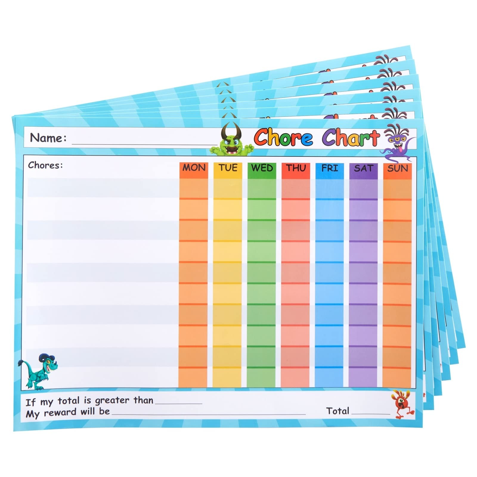 6 Pack Dry Erase Chore Chart for Kids Self Adhesive Reward Chart for School Home
