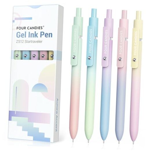 Gel Pens, 5 Pcs 0.7mm Quick Dry Black Ink Pen Fine 5 Pcs Gradient-Black Ink
