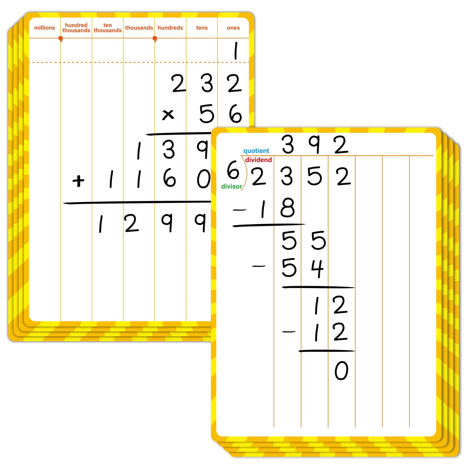 8 Packs Division Whiteboards, Double Sided Dry Erase Board Writable and Erasa…
