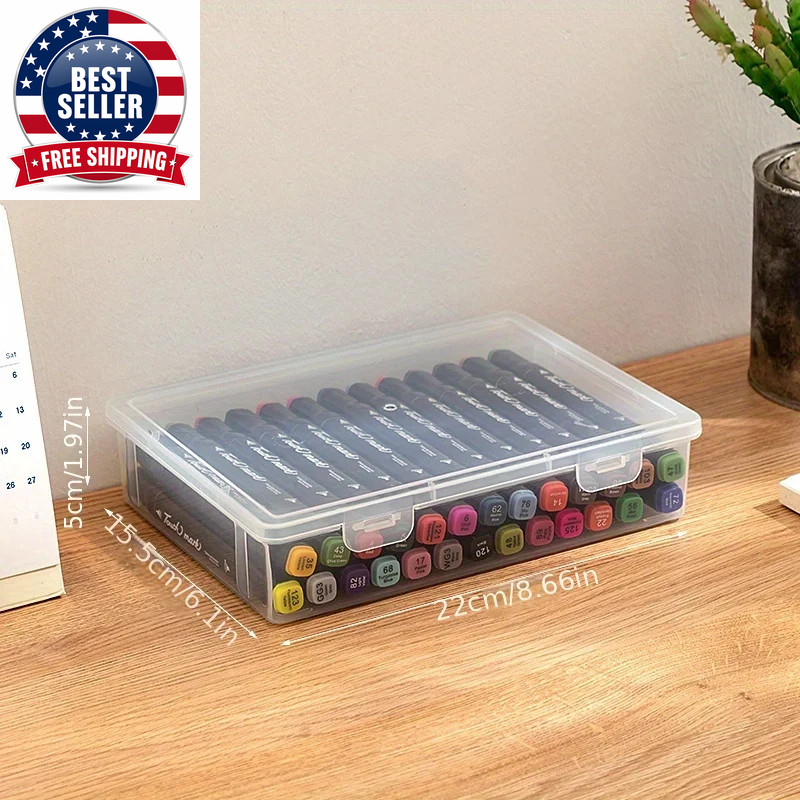 Large Capacity Pencil Case Transparent Plastic Notebook Sketch Marker Colored Le