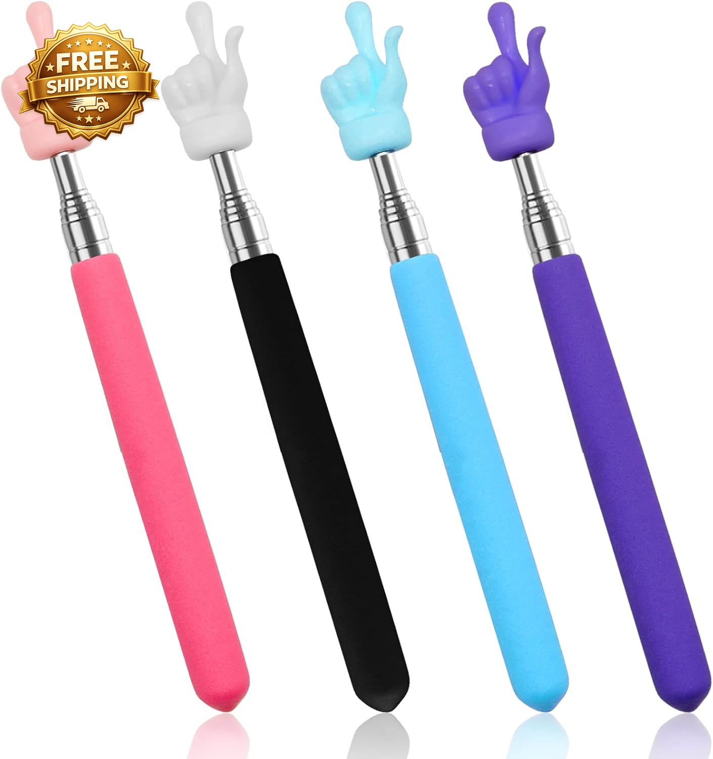 4Pcs Telescopic Teachers Pointer Mini Extendable Hand Pointer Finger Pointer