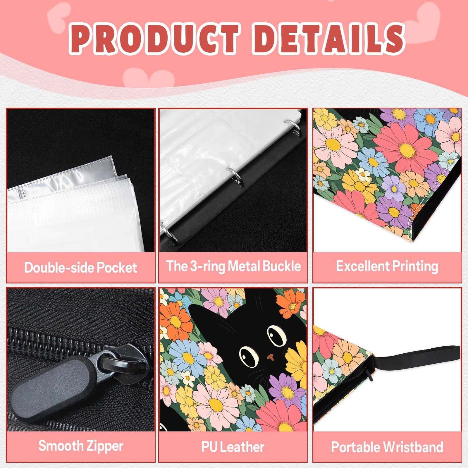 Girl Card Binder 4 Pocket, 4 Pocket Card Binder Cat, Collectible Trading Card…