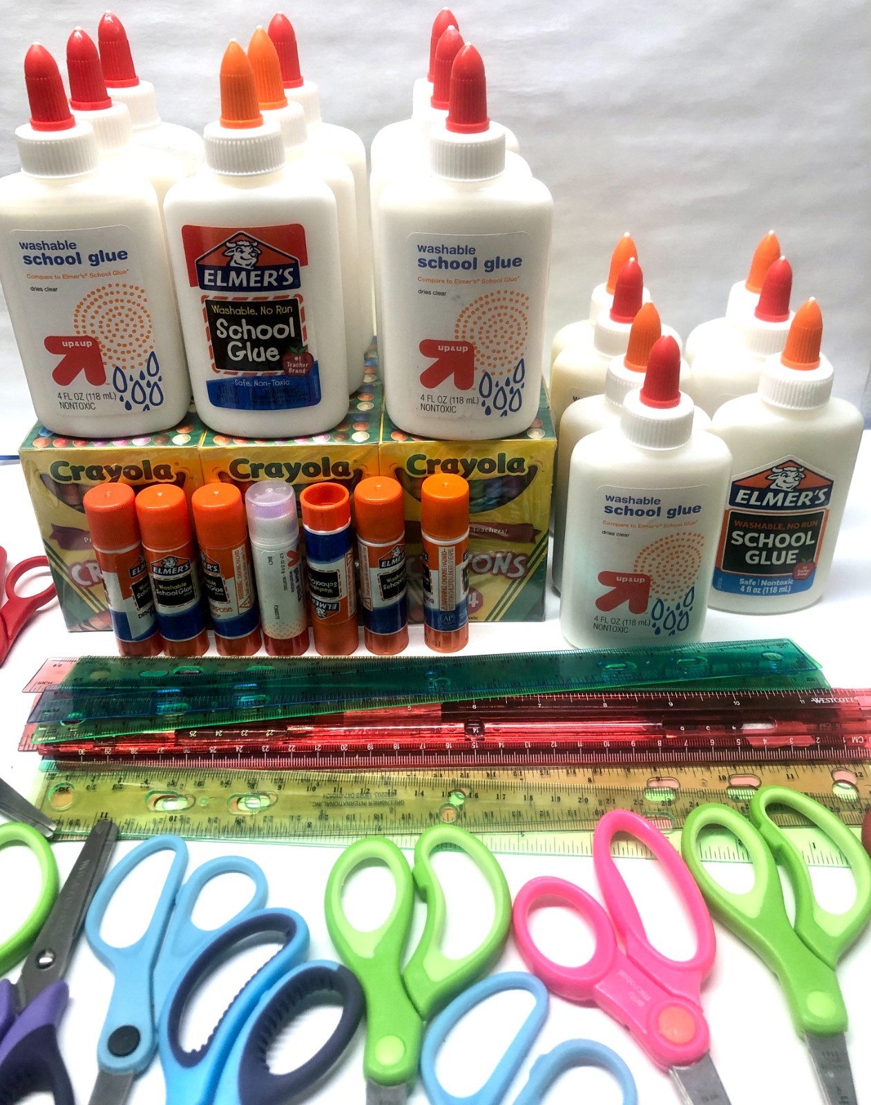 Mixed Lots Of School Supplies – Crayons, Markers, Erasers, Scissors – New & Used