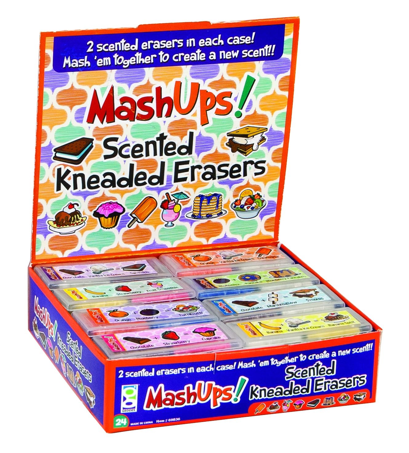 Raymond Geddes 69836 Mash Ups Scented Erasers For Kids (Pack of 24) Multicolor