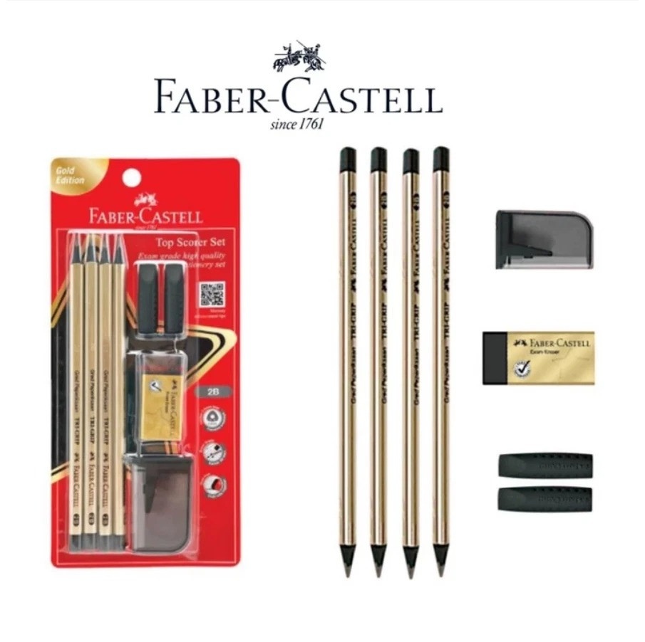 Faber-Castell Tri-Grip 2B Set Gold Edition[ 1 Set of 4+ box of12pcs ]