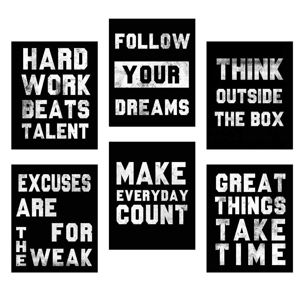 Motivational Wall Art Posters, Positive Office Decor Art Prints, Set of 6, In…