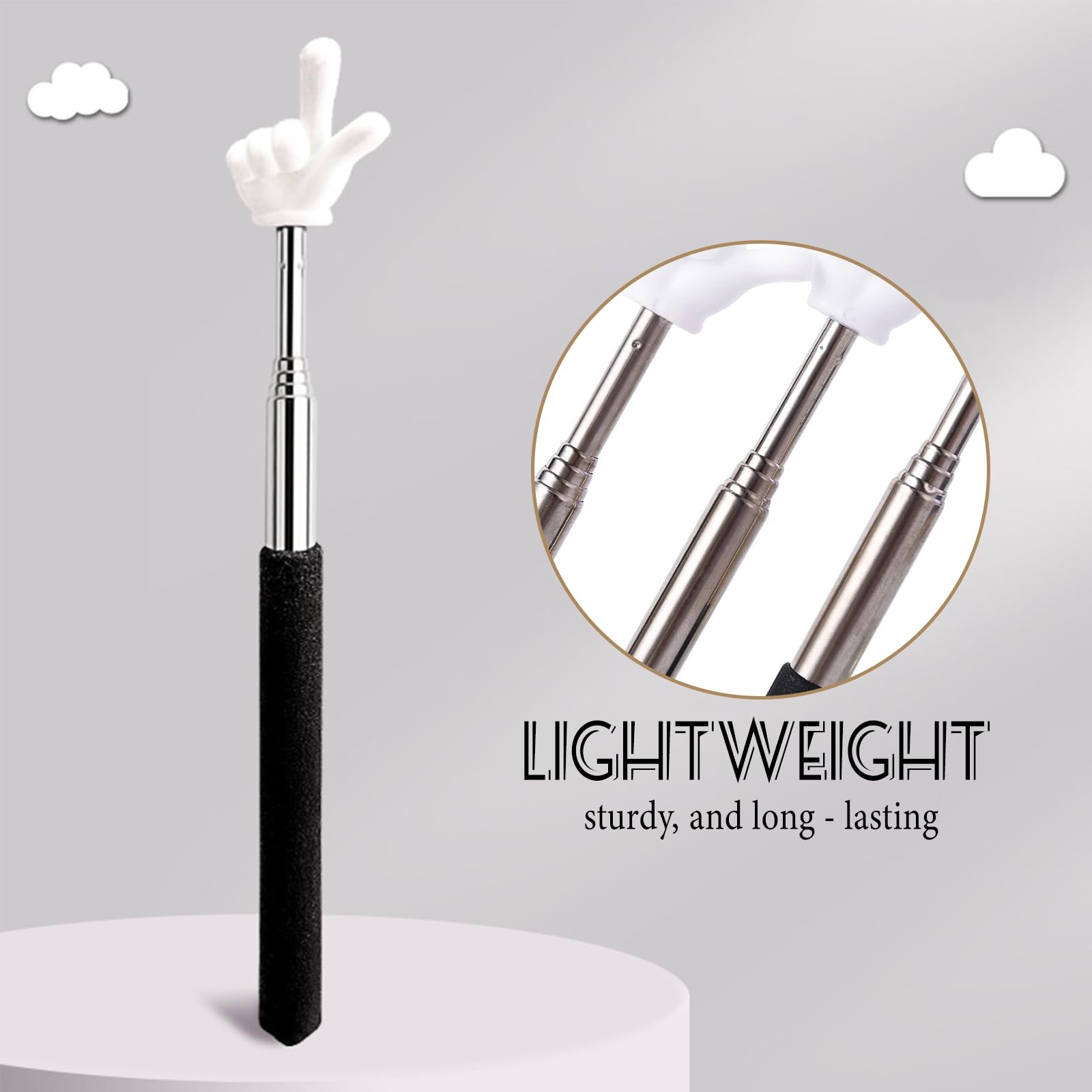 Telescopic Retractable Finger Pointer Sticks for Teachers & Classroom (2 Pcs)