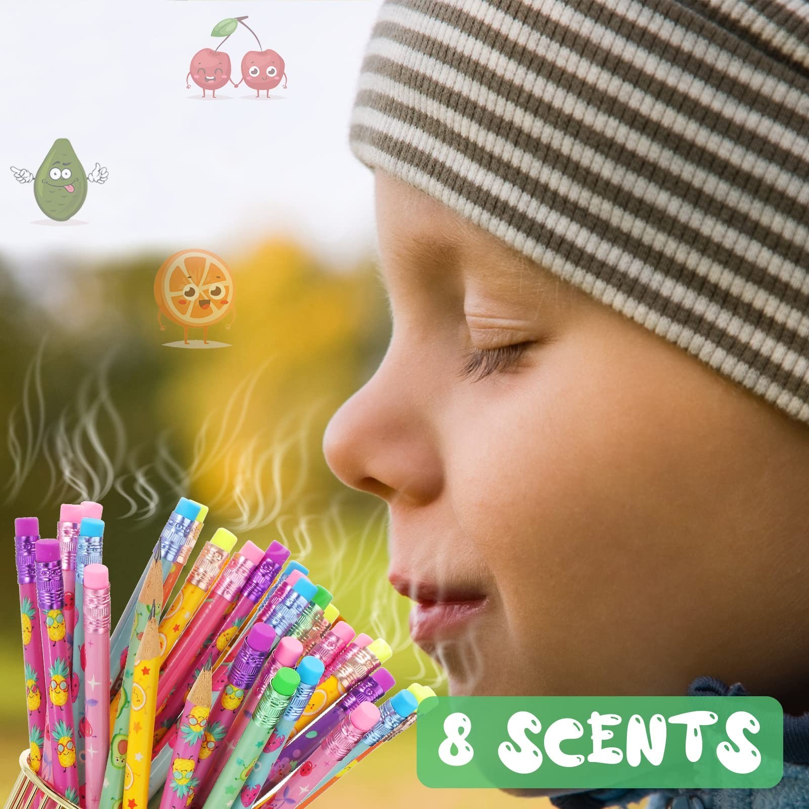 200 Pcs Scented Wood Pencils Bulk for Kids – Cute Fun Erasers, Fruit Design, Sch
