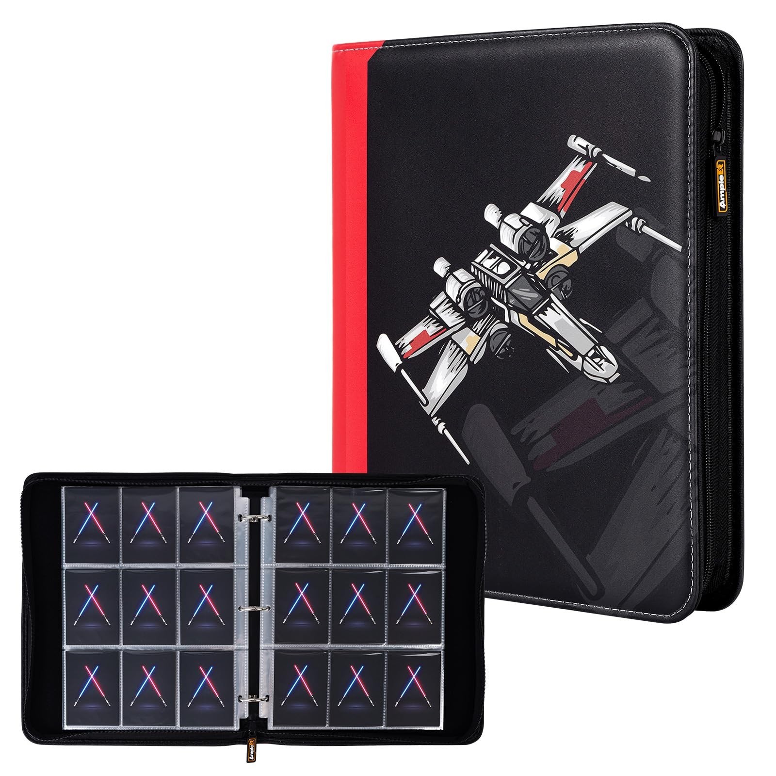 9 Pocket Trading Card Binder, PU Leather Storage Zip Album with 900 Slots Cle…