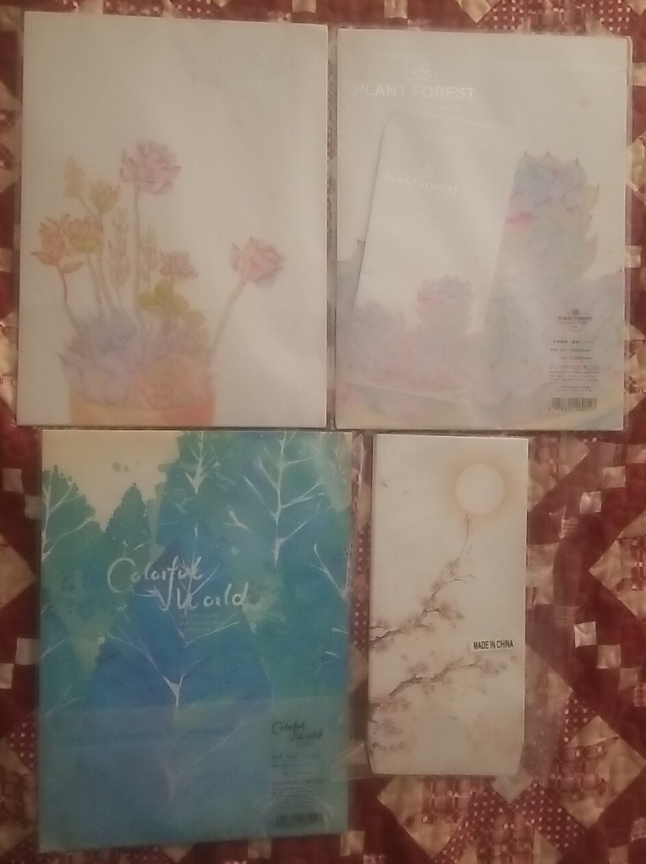 Lot Of 4 Hangzhou Miss Time Stationary Colorful World, Plant Forest Stationary