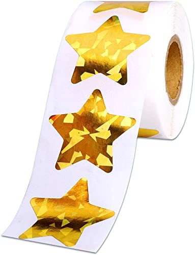 1.5″ Large Holographic Gold Star Stickers for Kids 1.5 Inch Gold Glitter