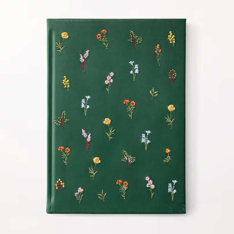 nóta Embroidered MintLarge Journal Dark Green