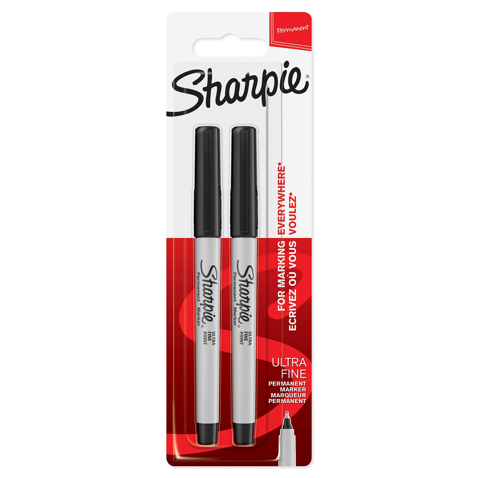 Sharpie Permanent Markers Ultra Fine Point for Precise Marks Black Ink 2 M