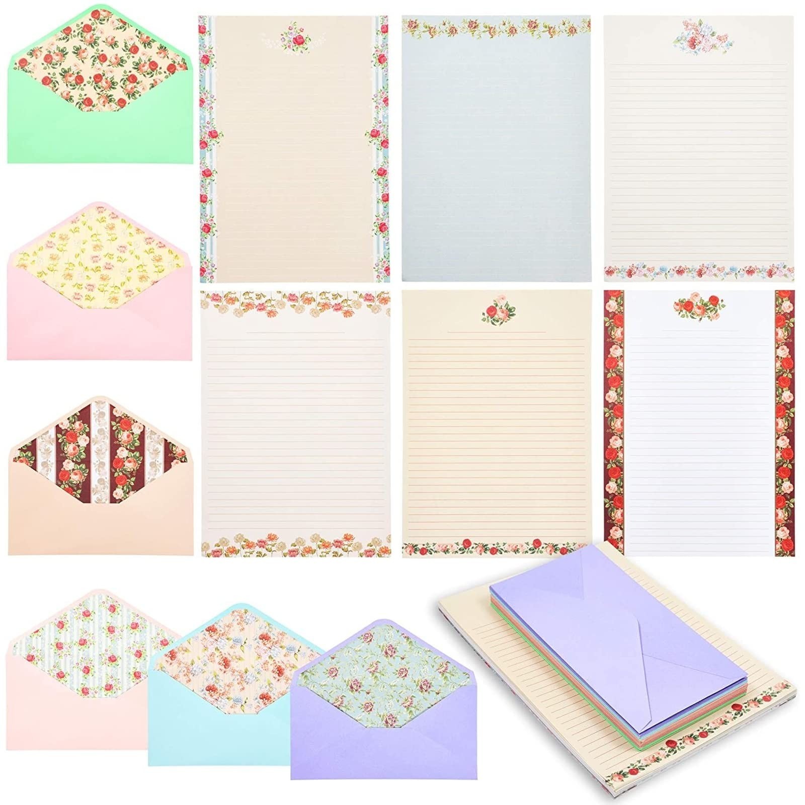 60 Sheets Vintage Floral Stationary with 30 Envelopes, Letter Writing Paper f…