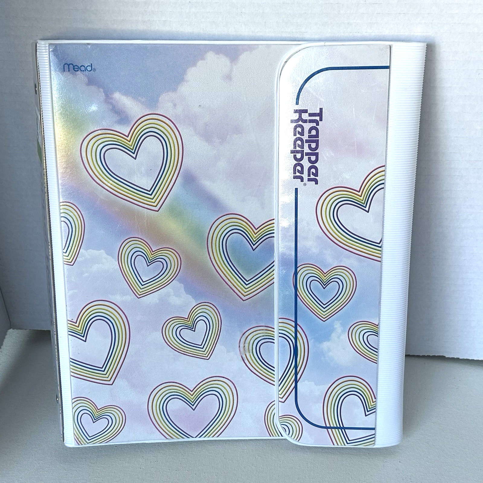 Trapper Keeper Vintage w Clipboard 80’s Rainbow Heart Sky w Clouds & Rainbow
