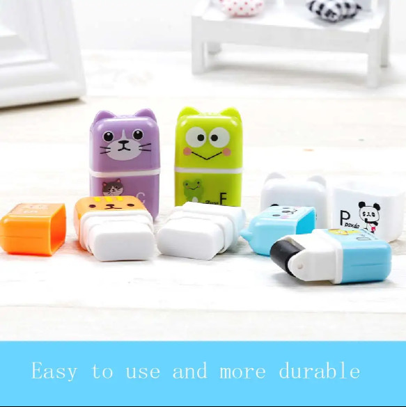 24 pcs Kawaii Cute Cartoon Animal Themed Rubber Eraser with clean up Roller