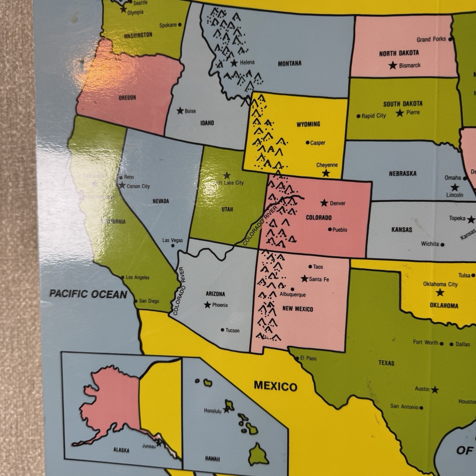 Laminated United States Map Educational Classroom Learning Chart States Capitals