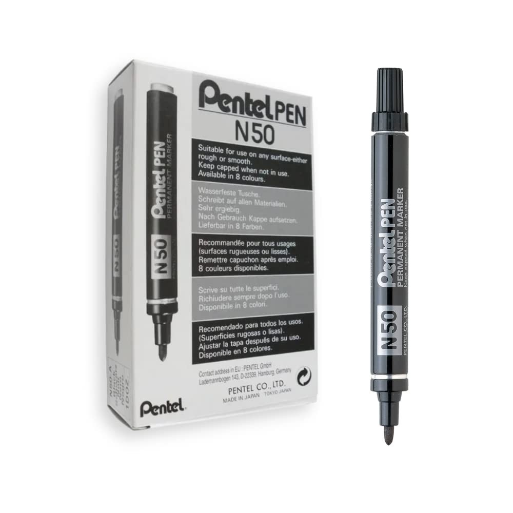 Pentel N50 Permanent Marker Bullet Tip 1.5-2mm Line Black Ref N50-A Black Singl
