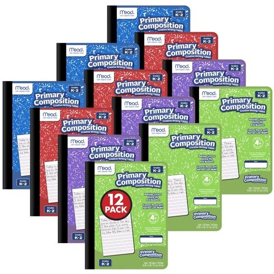 Mead Primary Comp Books, Ruled, Grades K-2, 7.5″ x 9.75″, 100 Sheets, 12 Count