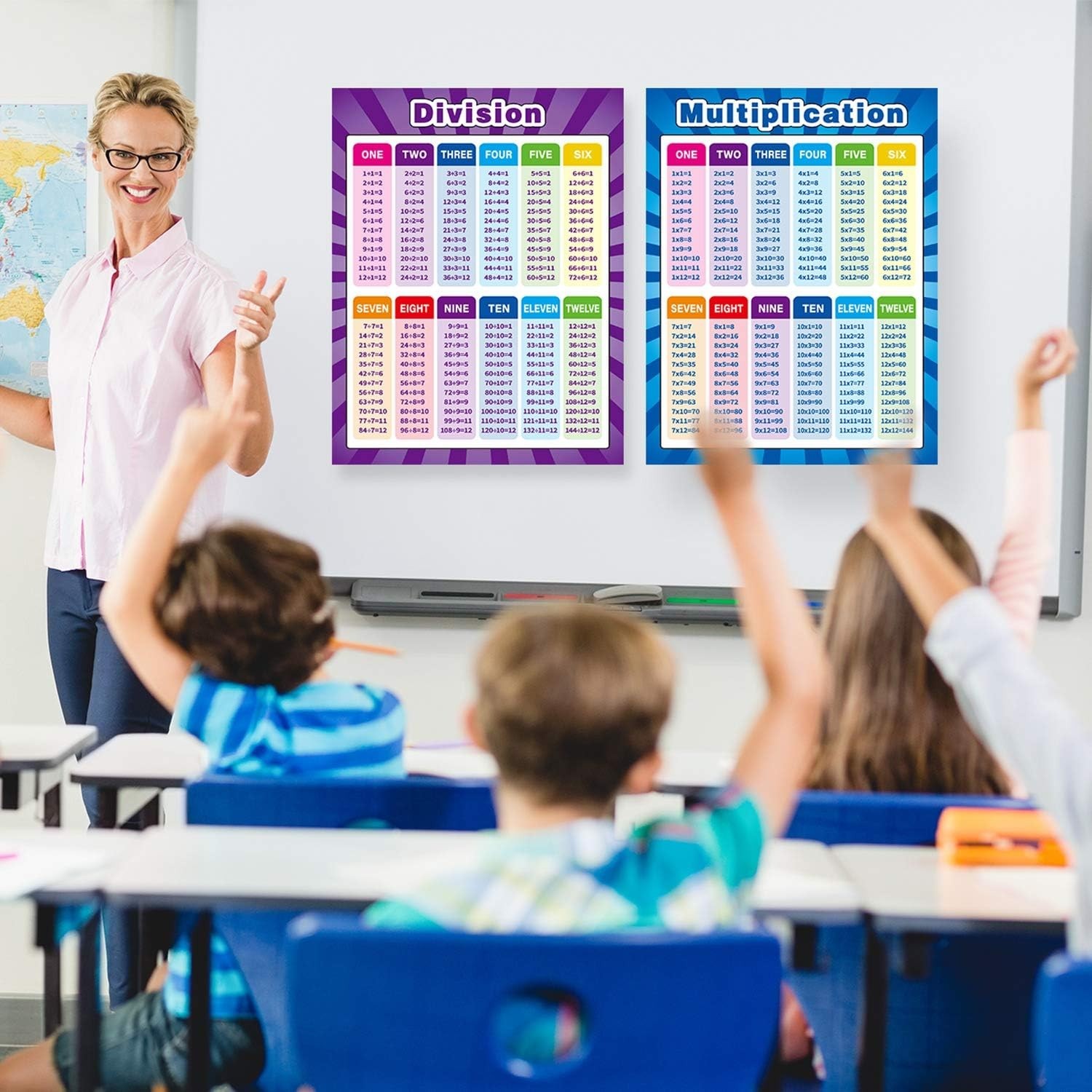 Multiplication & Division Educational Charts – Extra Large 17×22 for Classrooms