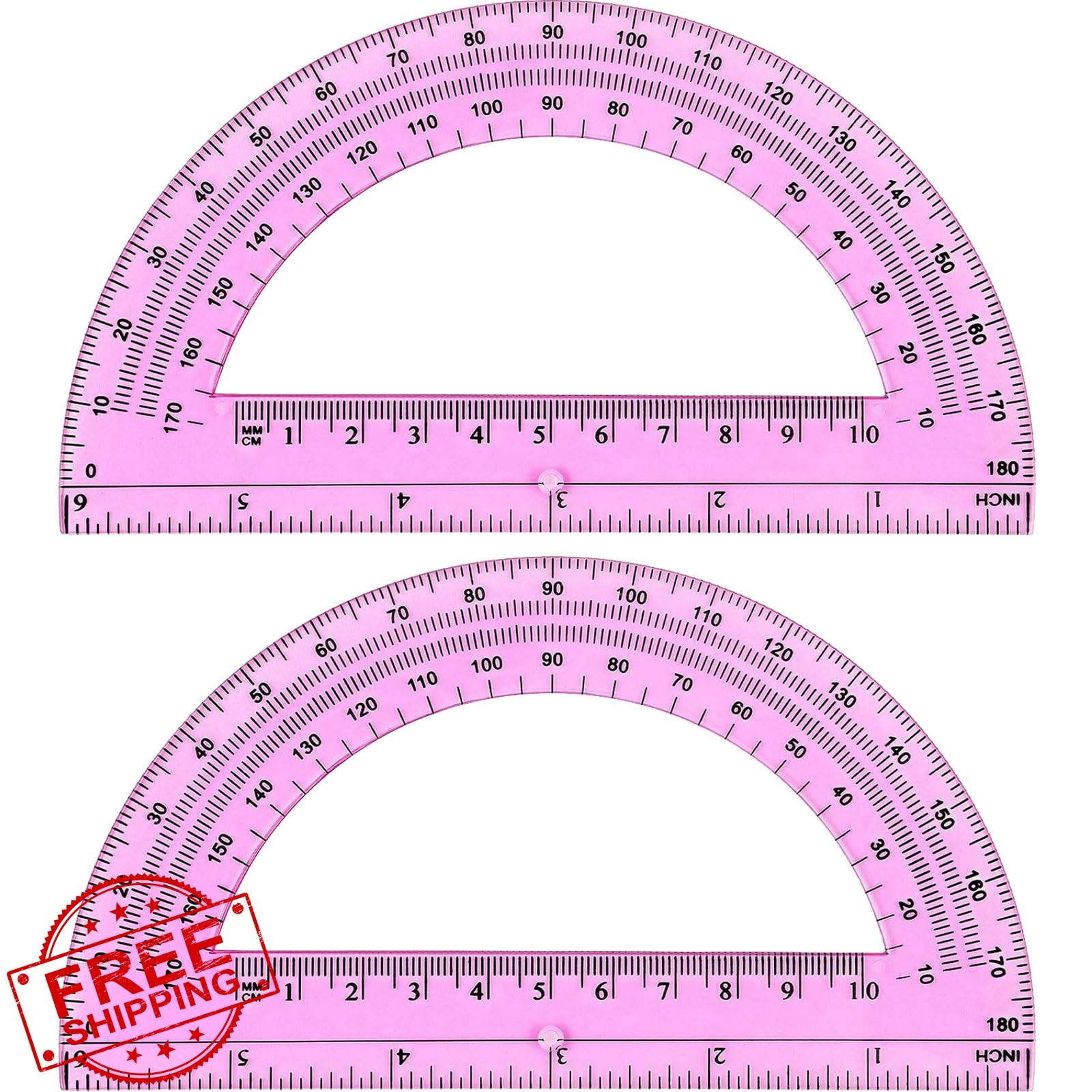 Zonon 2 Pcs 6 Inch Plastic Protractor Math Protractors 180 Degrees Angle Meas…