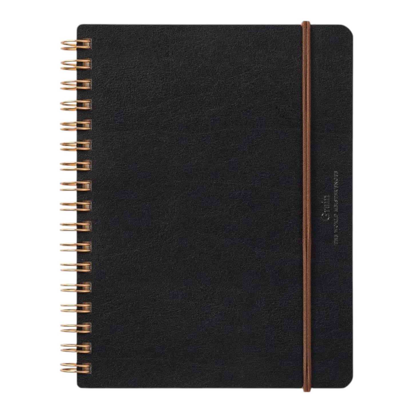 Midori Leather Grain B6 Notebook Recycled Leather Black with Ruler & Plain Page
