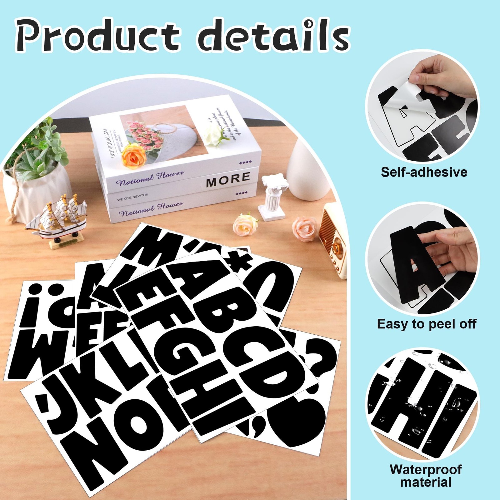 Bulletin Board Letters 117 PCS Large Letter Stickers 12 Sheets Vinyl Self Adh…