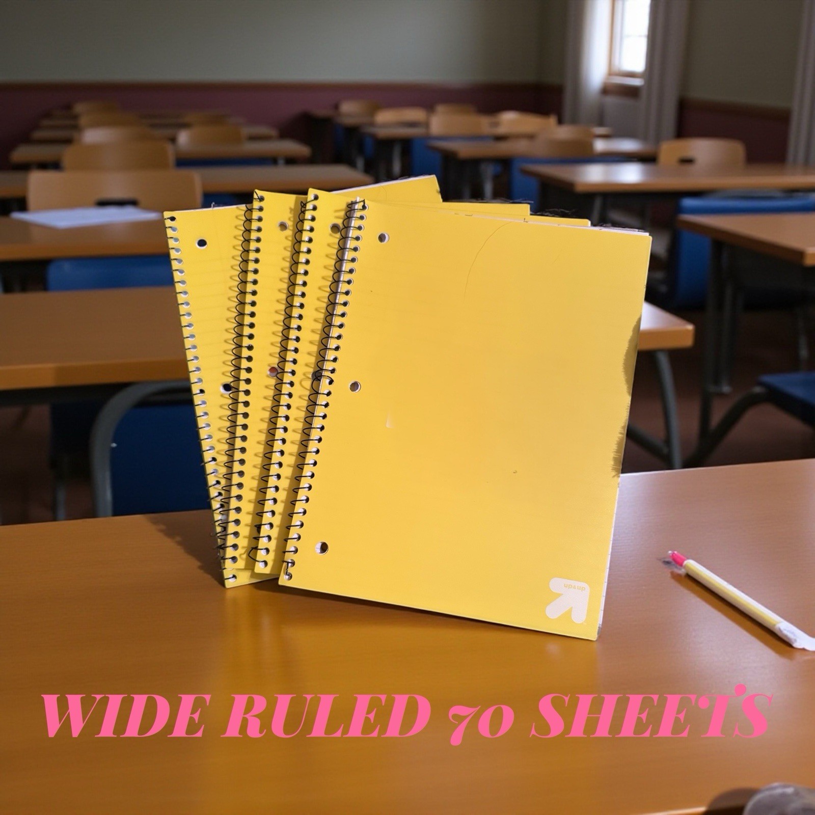 Spiral Notebooks Wide Ruled – 70 Sheets – *NEW* 4-PACK